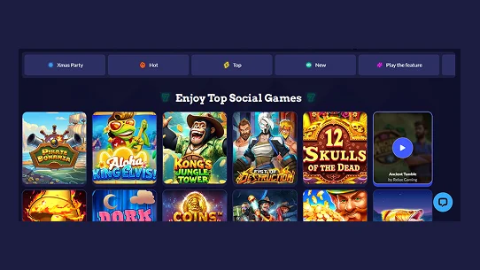 Game Categories Menu Screen game categories menu with top social games
