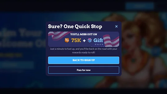 Sign-up Reminder Popup With Rewards Details Screen popup reminding users to sign up