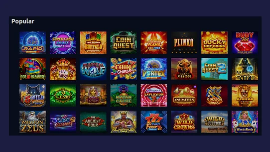 Popular Sweepstakes Casino Games Selection Screen sweepstakes casino games selection