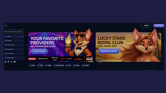 Homepage of Sweepstakes Casino Screen sweepstakes casino platform homepage